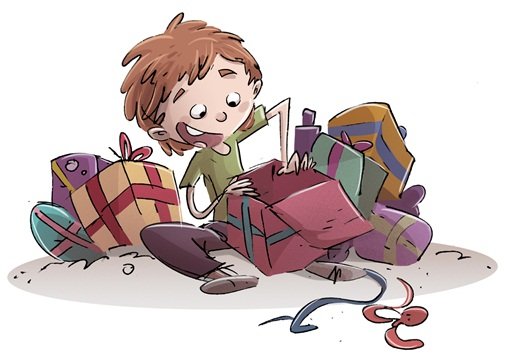 nio feliz abriendo regalos