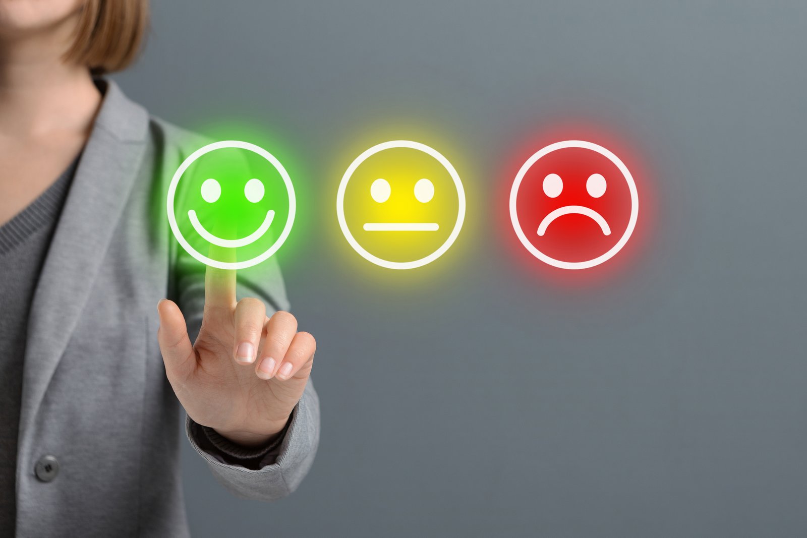 Business woman giving the best rating for satisfaction survey